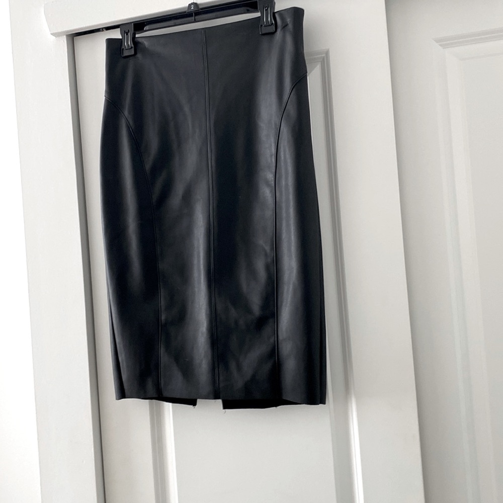 Faux leather midi skirt